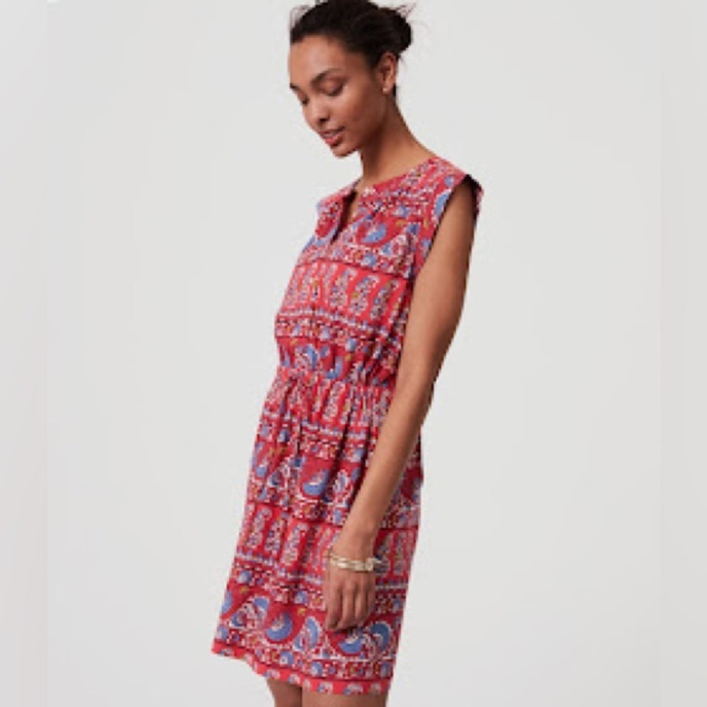LOFT Fan Floral Cap Sleeve Shirtdress Sundress- XS